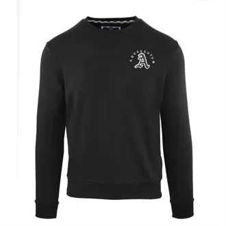 Aquascutum Heren Logo Katoenen Ronde Hals Sweatshirt (Zwart)