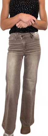 Judy Blue Beth Wide Leg Cross Waist Denim Jeans In Light Brown