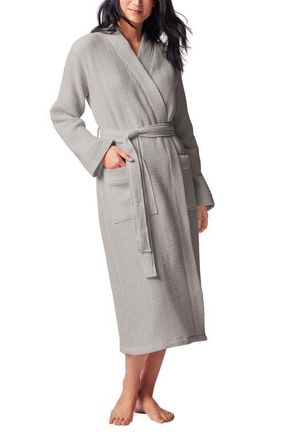 Coyuchi Gender Inclusive Waffle Weave Organic Cotton Robe in Fog at Nordstrom, Size X-Small