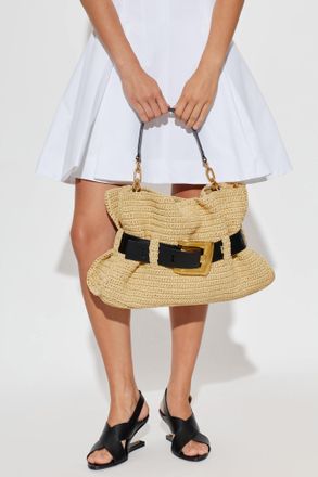 Balmain Anthem Medium Bag, Womens, Beige