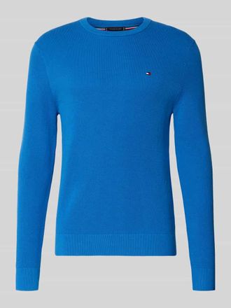 Tommy Hilfiger Regular Fit Strickpullover aus reiner Baumwolle in Royal Melange, Gr&ouml;&szlig;e XXL