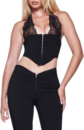I.AM.GIA Ellena Lace Trim Corset Top in Black at Nordstrom, Size X-Large