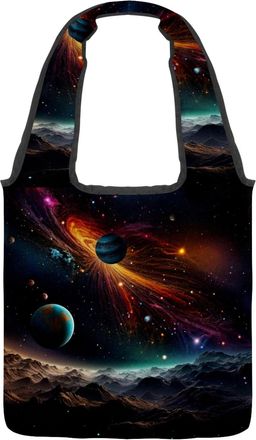 Generic Beautiful Galaxy Sky Reversible Canvas Shoulder Tote - Double-Sided Print, 12oz Cotton, 27cm Drop, Fold-Flat Bag for Travel, Shopping, Street Outings