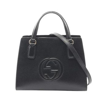 Gucci Pre-owned Handbags, female, Black, Size: ONE SIZE Pre-owned Soho Interlocking G Leather Handbag
