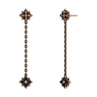 John Richmond Hangende Bloem Oorbellen - Dames - Oorbellen - Bruin - ONE Size - Leer - Accessoires