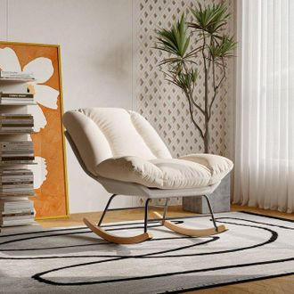 OEM Sill&oacute;n Balanceador Dise&ntilde;o 5 Posiciones, Coj&iacute;n Acolchado Denso Y Apoyabrazos, Cuero Sint&eacute;tico, Gris Y Blanco Moderno