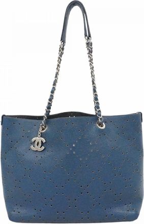 Chanel Navy Grained Calfskin Tote Bag (Pre-Owned)
