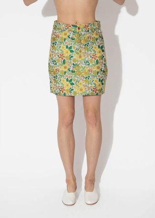 NOMIA Jacquard Skirt In Yellow Brocade