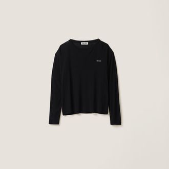 Miu Miu Long-sleeved ribbed jersey T-shirt