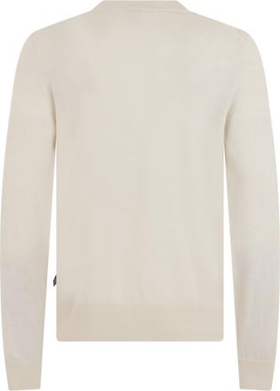 HUGO BOSS Mens Long-Sleeve Sweater Open White Virgin Wool Sweatshirts