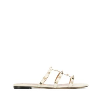 Valentino Garavani Sliders, female, White, Size: 5 1/2 US White Rockstud Leather Sandals