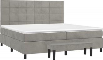 vidaXL Vidaxl - Cama Box Spring Con Colch&oacute;n Terciopelo Gris Claro 200x200 Cm