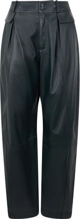 Alberta Ferretti Leren broek met een losse pasvorm - Dames - Leren Broeken - Zwart - S - Leer - Broeken