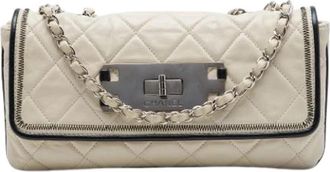 Chanel Pre-owned East West Flap Bag - Dames - Vintage Schoudertas - Beige - ONE Size - Leer - Vintage