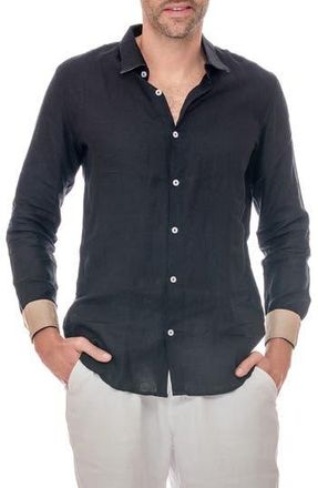 Ranee&rsquo;s Linen Button-Up Shirt in Black at Nordstrom Rack, Size Xx-Large