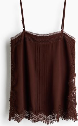 H&M Tr&auml;gertop mit Spitze - Dunkelbraun