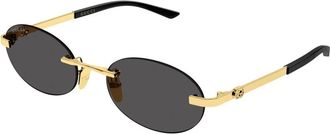 Gucci Ovale Zonnebril - Dames - Zonnebrillen - Geel - 55 MM - Accessoires