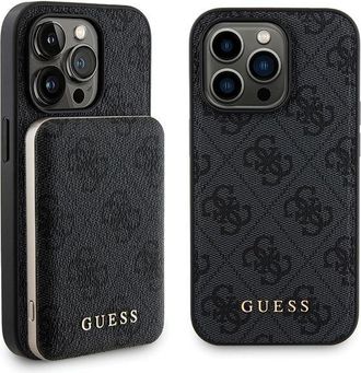 OEM Funda R&iacute;gida Guess Gubpm5p13l4gemgk Para Iphone 13 Pro De 6,1 + Powerbank De 5000 Mah Magsafe Negro/negro 4g Con Logotipo Met&aacute;lico