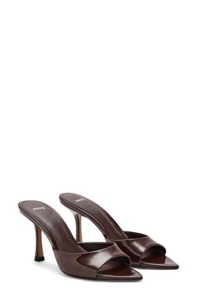 Mango Pointed Toe Slide Sandal in Shiny Chocolate at Nordstrom, Size 8.5Us