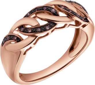 LuvMyJewelry Marvella Sterling Silver 0.07 Ct Diamond Link Ring