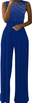 Generic Jumpsuits for Women UK Wedding Sequin Elegant Party Playsuit Black Clubbing Dungarees Romper High Waist Wide Leg Office Evening Trousers Diamond Halte