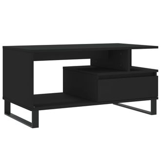 vidaXL Mesa De Centro Madera Contrachapada Negro 90x49x45 Cm Vidaxl