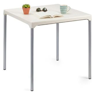 Dmora Dmora Table Empilable Avec Pieds En Aluminium, Made In Italy, 75x75x72 Cm, Couleur Blanche
