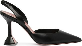 Amina Muaddi Zwarte hoge slingback sandaal - Dames - Pumps - Zwart - 37 EU - Leer - Schoenen