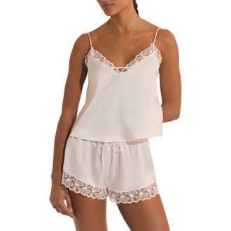 Etam Naeva Lace Trim Satin Camisole in White at Nordstrom, Size X-Large