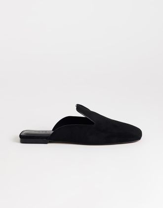 Topshop Della - Sabot in vera pelle scamosciata neri-Nero