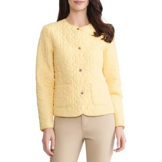 Jones New York Floral Quilted Snap Front Jacket in Cornsilk at Nordstrom, Size X-Large