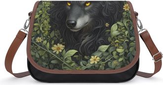 Generic Black Wolf Crossbody Bags for Women Shoulder Messenger Bag Purse Handbags