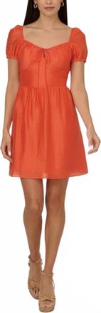 Adrianna Papell Puff Sleeve Short Dress In Orange Spice