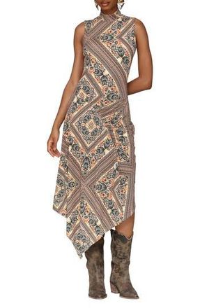 Avec Les Filles Asymmetric Hem Sleeveless Dress in Casablanca Tile at Nordstrom Rack, Size Small