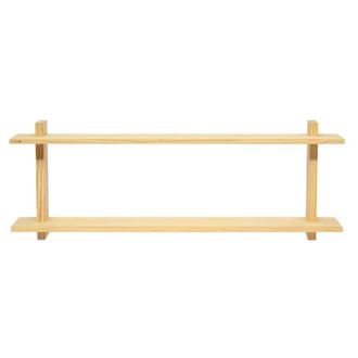 Naan Furniture Estante doble de pared en madera de pino natural 90 cm Sin barnizar