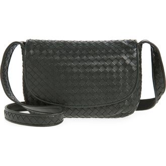 Bottega Veneta Veneto Intrecciato Leather Messenger Bag in 3009 Dark Green-Silver at Nordstrom