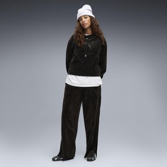 Puma Pantaloni dritti in velluto Essentials Elevated da donna, Accessori, Nero, XL