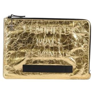 Chanel Pre-owned Feminine pouch - Dames - Pre-owned - Geel - Maat: ONE Size Leer