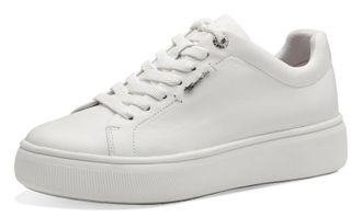 Tamaris Plateausneaker TAMARIS, Damen, Gr. 37, weiss (wei&szlig;), Leder, Schuhe Plateausneaker, Freizeitschuh, Halbschuh, Schn&uuml;rschh mit Wechselfussbett
