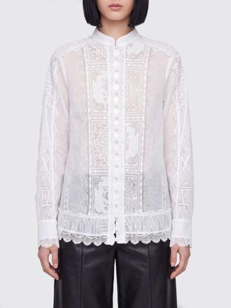Zimmermann Camicia Aster in ramie con collo alla coreana e maniche lunghe