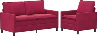 vidaXL Juego De Sof&aacute; 2 Uds. Rojo Vino Terciopelo Vidaxl