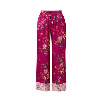 Liu Jo Printed Satin Wide Trousers - female - Liu Jo - Wide Trousers - Pink - XL - Trousers