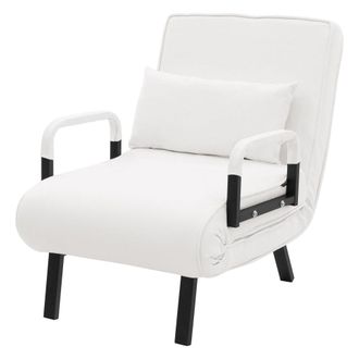 ML Design Sill&oacute;n cama 3en1, individual de 1 plaza plegable, chenilla blanco