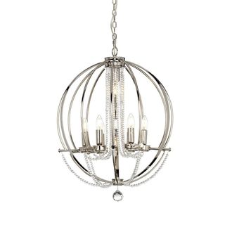 Loops 6 Bulb Chandelier LIght Highly Polished Nickel Finish Plated LED E14 60W in Metallics