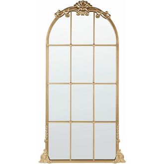 Beliani Specchio decorativo a parete stile finestra appeso 66 x 124 cm Oro Noidan
