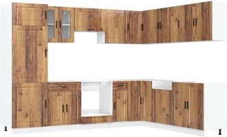 vidaXL Vidaxl - Mueble Cocina Porto Madera Vieja 14 Pzas Madera Contrachapada