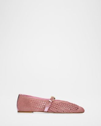 Stuart Weitzman Leora Crochet Mary Jane Ballerina Flats