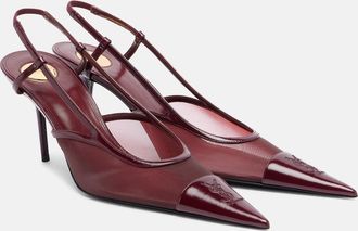 Saint Laurent Ren&eacute;e leather-trimmed slingback pumps