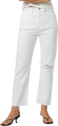 Hudson Jade Torn White Straight Crop Jean