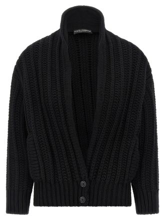 Dolce & Gabbana Womens Coarse Wool Cardigan